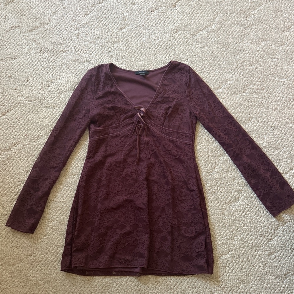 Forever 21 Burgundy Lace Tunic Top